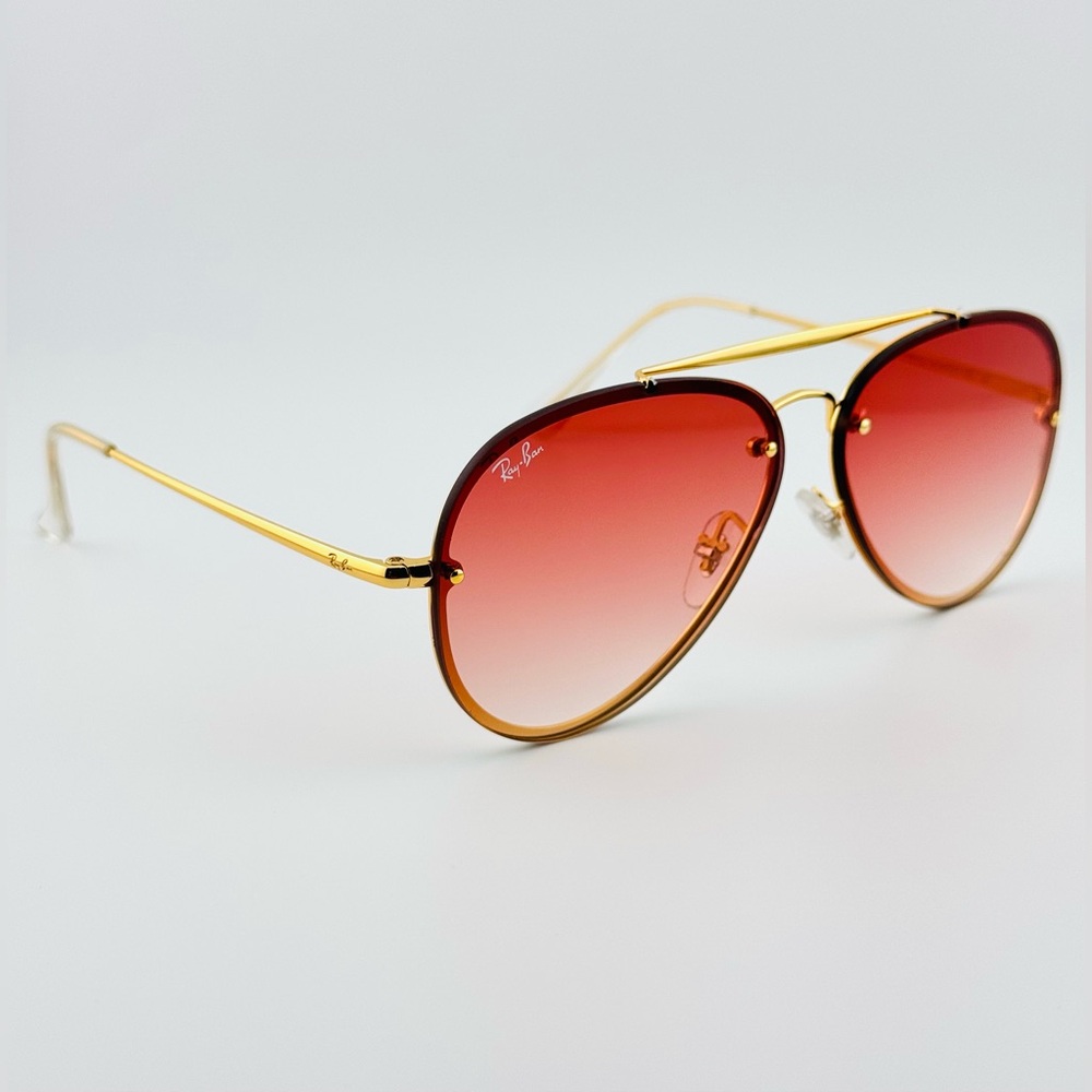 Ray-Ban Blaze Aviator Sunglasses RB3584N Gold Frame Red Gradient Lenses UNISEX - Picture 7 of 16